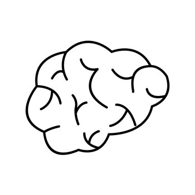 Beyaz arka planda izole edilmiş ana hatlı beyin simgesi. tıbbi sembol vektör illüstrasyonu.