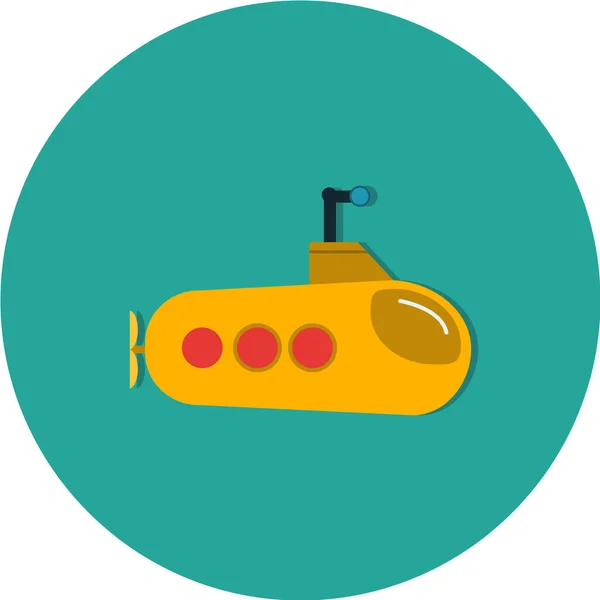 Ikona Ponorky Plochém Barevném Stylu Vektorová Ilustrace — Stockový vektor