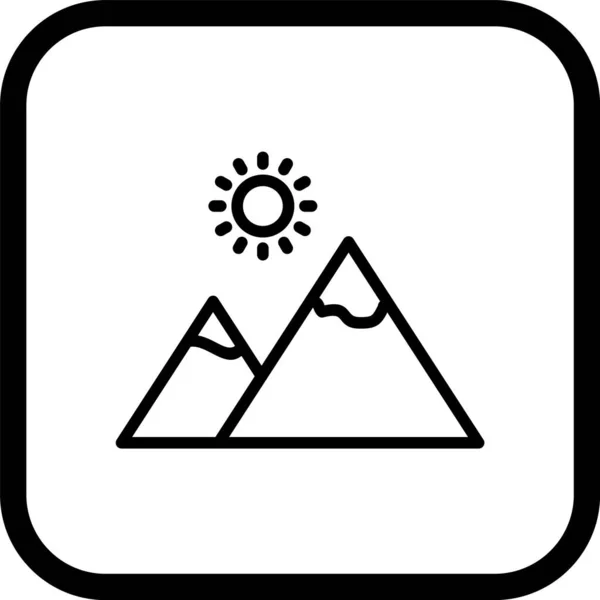 Mountain Sun Icon Trendy Style Izolované Pozadí — Stockový vektor