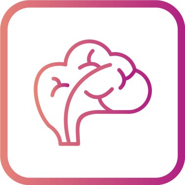 Beynin kırmızı renkli simgesi, beyaz arkaplanda izole edilmiş çizgi film biçimi