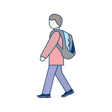 Sırt çantası simgesi vektör illüstrasyon grafik tasarımı olan adam