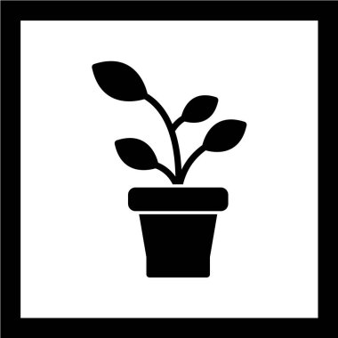 Siyah ve beyaz vektör simgesinde bitki