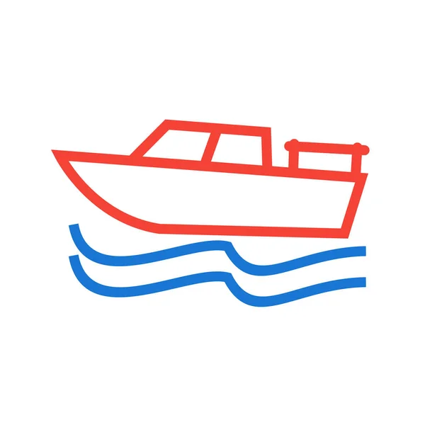 Icône Bateau Dans Style Couleur Plate Illustration Vectorielle Transport Voyage — Image vectorielle