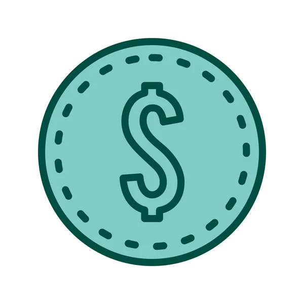 Dollar Mynt Ikon Trendig Stil Isolerad Bakgrund — Stock vektor