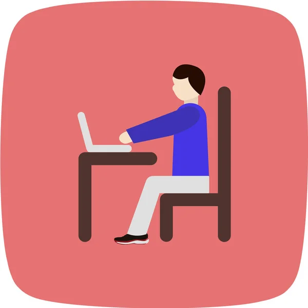 Бизнесмен Работающий Компьютере Векторной Иллюстрацией Ноутбука — стоковый вектор
