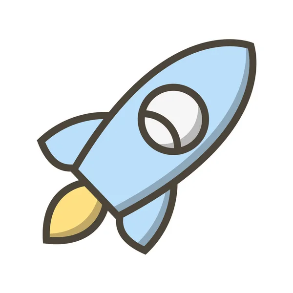 Rocket Icon Flat Color Style Vector Illustration — Stock Vector