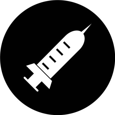 Beyaz arkaplanda izole edilmiş şırınga simgesi vektör siyah çember