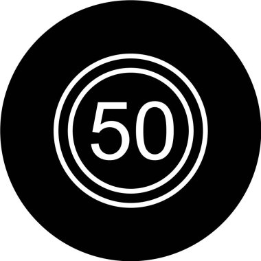 Siyah çemberdeki 50 numaralı simge beyaz arkaplanda izole edildi.