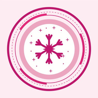 Beyaz arkaplan vektör illüstrasyonunda kırmızı çemberdeki kar tanesi simgesi