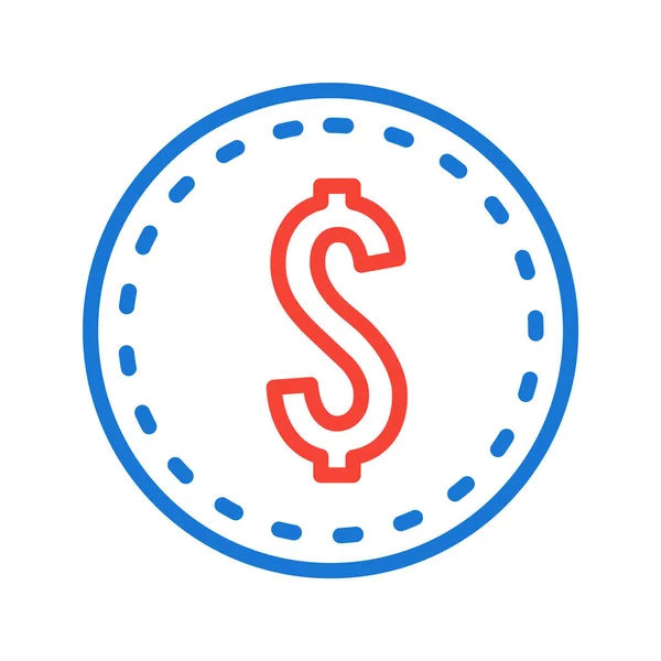Dollar Mynt Ikon Trendig Stil Isolerad Bakgrund — Stock vektor