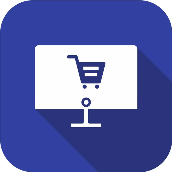 Icono Del Carrito Compras Sobre Fondo Azul — Vector de stock