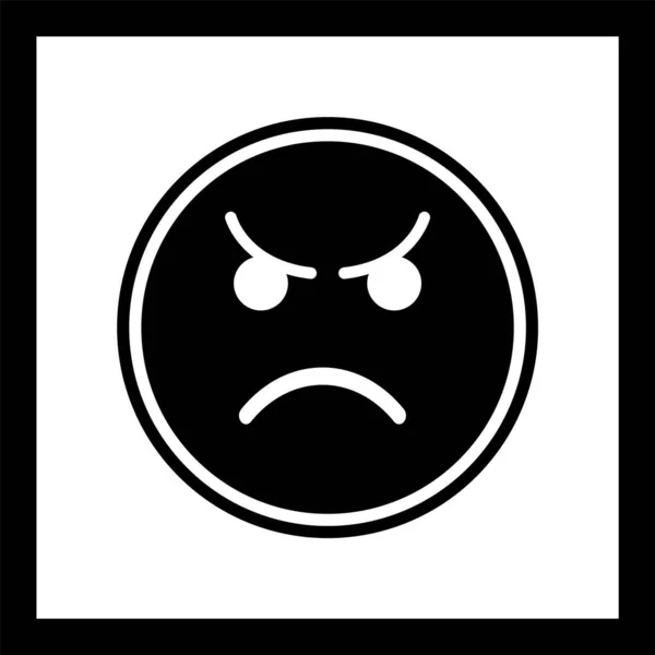 Angry Emoticon Pictogram Trendy Stijl Geïsoleerde Achtergrond — Stockvector