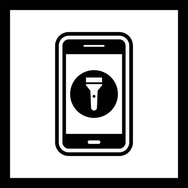 Icône Application Mobile Lumière Flash Dans Style Mode Fond Isolé — Image vectorielle