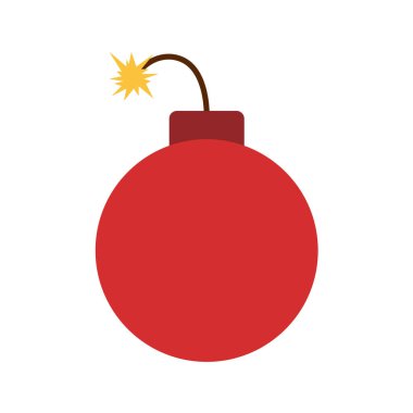 Beyaz arka planda izole edilmiş düz bir bomba ikonu. Noel sembolü vektör illüstrasyonu