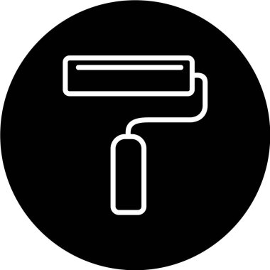 Beyaz arka planda izole edilmiş siyah renkli bir boya silindiri ikonu. ressam sembolü çizimi.