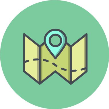 Basit harita simgesi, vektör illüstrasyonu 