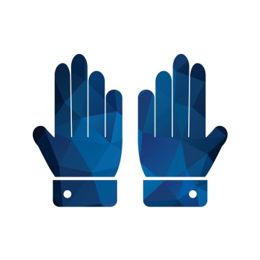 Beyaz arka planda izole edilmiş düz stil bir kış eldiveni ikonu. Kumaş sembolü vektör çizimi