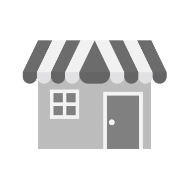Beyaz arka planda izole edilmiş düz stil bir dükkan simgesi. süpermarket sembolü vektör illüstrasyonu