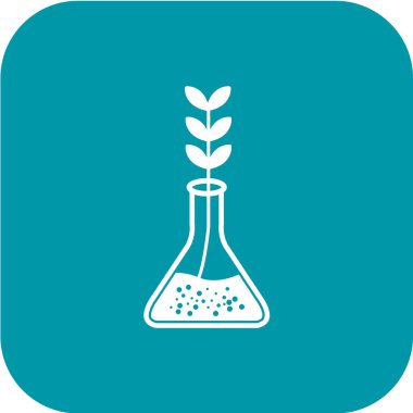 Yeşil arkaplanda düz bir kimyasal matara simgesi