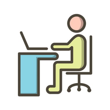 Dizüstü bilgisayarı olan bir adamın vektör çizimi