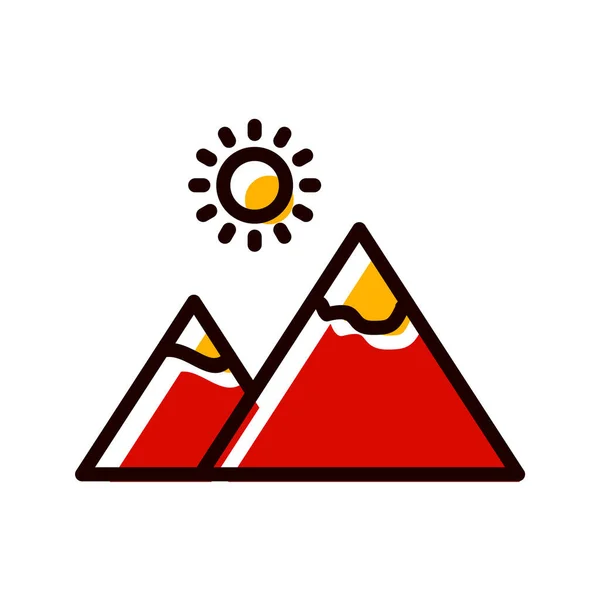 Mountain Sun Icon Trendy Style Isolated Background — Stock Vector