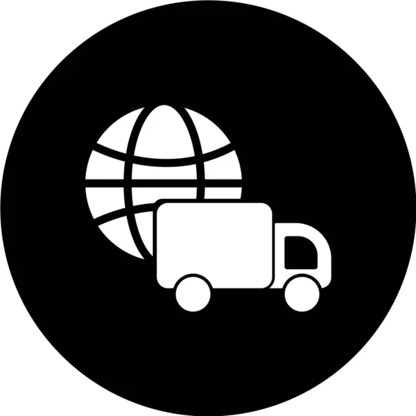 Levering Truck Pictogram Een Zwarte Achtergrond — Stockvector