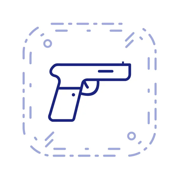 Gun Icon Outline Stijl Geïsoleerd Witte Achtergrond Wapen Symbool Vector — Stockvector