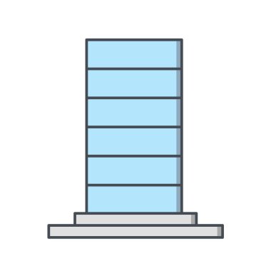 bina simgesi beyaz arkaplanda izole edilmiş. Fabrika sembolü çizimi.