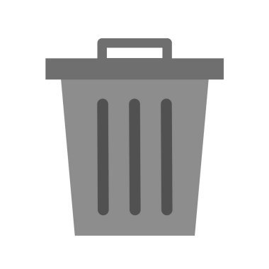 Beyaz arkaplanda izole edilmiş düz biçimdeki çöp kutusu simgesi