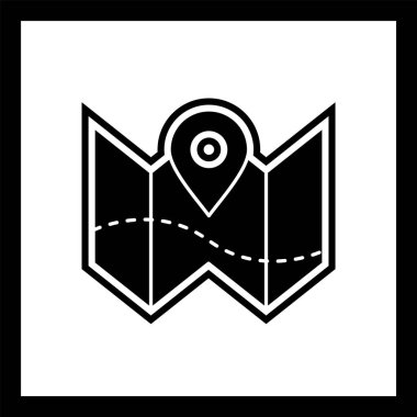 Plan Haritası Simgesi Moda Biçiminde İzole Arkaplan