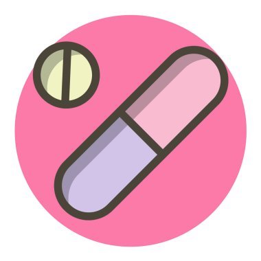 Modern pembe ve beyaz hapların vektör çizimi