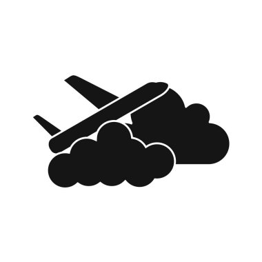Beyaz arkaplanda izole edilmiş siyah renkli bir uçak simgesi. seyahat sembolü çizimi.