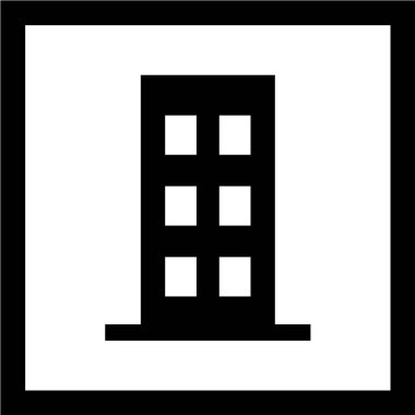 Siyah binanın basit simgesi, vektör illüstrasyonu 