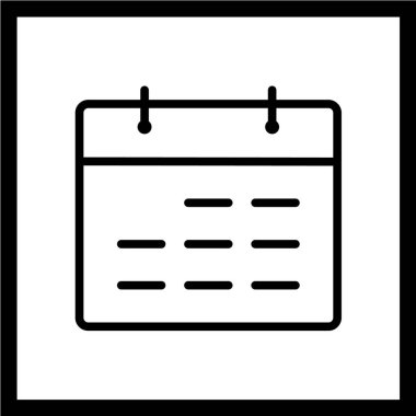 vektör siyah ve beyaz çizgi takvim simgesi, stok illüstrasyonu