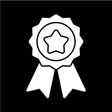 Beyaz arka planda siyah stil madalya ikonu. ödül sembolü vektör çizimi.