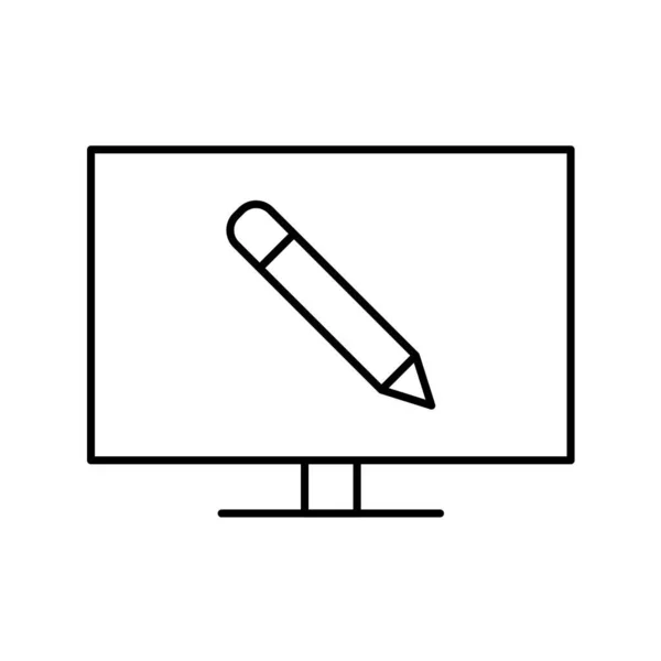 Computer Icona Vettoriale Illustrazione — Vettoriale Stock