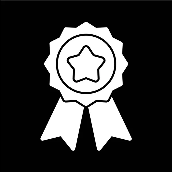 Beyaz Arka Planda Siyah Stil Madalya Ikonu Ödül Sembolü Vektör — Stok Vektör