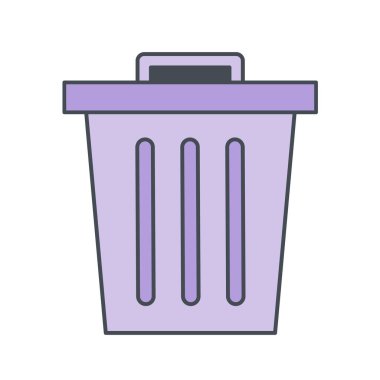 Çöp kutusu simgesi, vektör illüstrasyonu 