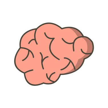 Beyaz arka planda izole edilmiş düz bir beyin simgesi. İnsan organı sembolü vektör illüstrasyonu.