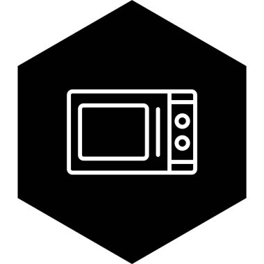 Moda Biçimli Mikrodalga Fırın Simgesi İzole Arkaplan