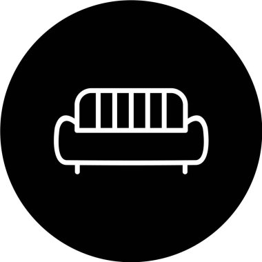 Beyaz arka planda siyah renkli kanepe ikonu. mobilya sembolü