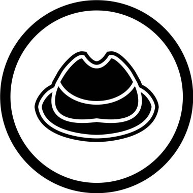 Siyah çemberdeki şapka simgesi beyaz arkaplan çizimi üzerinde izole