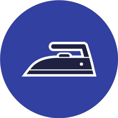 Beyaz arkaplanda izole edilmiş düz stil ütü simgesi. ev aletleri sembolü vektör illüstrasyonu.