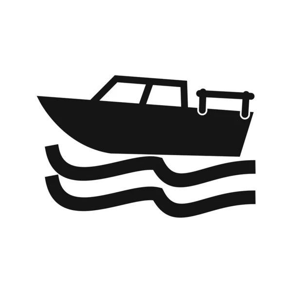 Icône Bateau Dans Style Noir Isolé Sur Fond Blanc Illustration — Image vectorielle