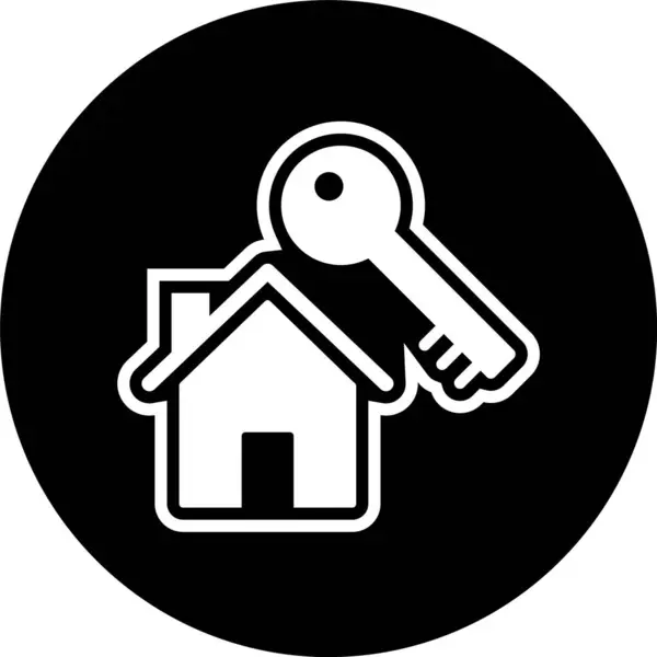 Σπίτι Κλειδί Εικονίδιο Μοντέρνο Στυλ Απομονωμένο Φόντο — Διανυσματικό Αρχείο