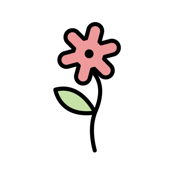 Beyaz Arkaplanda Vektör Karikatür Çiçeği — Stok Vektör
