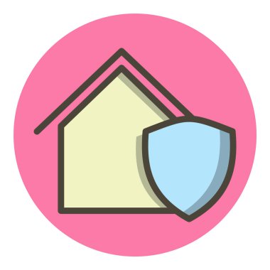 Moda Biçimli Korunan Ev Simgesi İzole Arkaplan