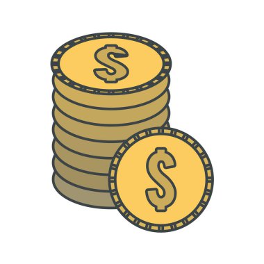 Dolar ikonu tarafından temsil edilen para konsepti. izole ve düz illüstrasyon