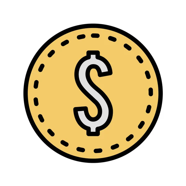 Concept Monétaire Représenté Par Icône Dollar Illustration Isolée Plate — Image vectorielle