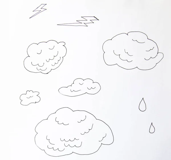 Clouds Line Art Icon Elemento Solución Almacenamiento Bases Datos Redes — Foto de Stock